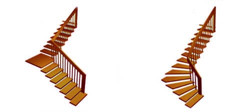 Podesttreppe - Vergleich viertelgewendelte Treppe