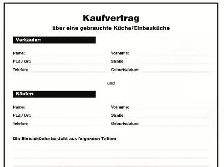 Kaufvertrag gebrauchte küche nachmieter