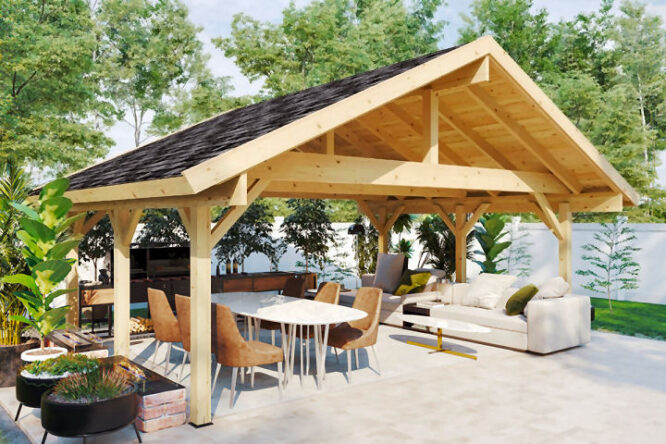 Dieses Gartenhaus ist geeignet für Gartenbesitzer, die gern grillen.