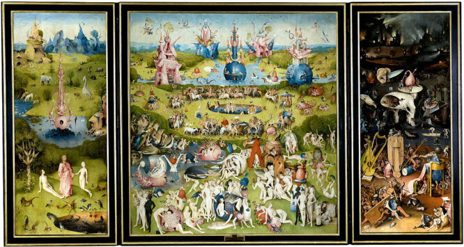 Beispiel für ein Triptychon: Ein bekanntes Gemälde von Hieronymus Bosch: Garten der Lüste