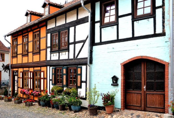 Sanierte Fachwerk-Fassaden in Quedlinburg