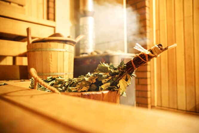 Die finnische Holzsauna - Vorbild für eine eigene Sauna im Garten.